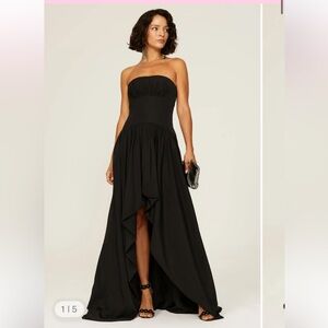 ML Monique Lhuillier Strapless Taffeta Gown in Black Size 4